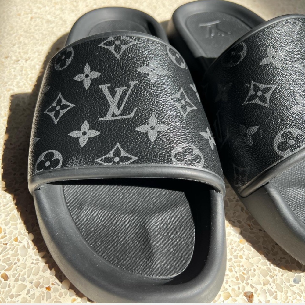 Louis Vuitton Waterfront Monogram Black Slides